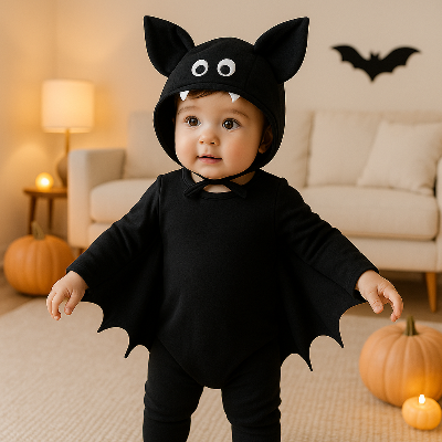 Bébé portant cette barboteuse chauve-souris Halloween photos parfait.