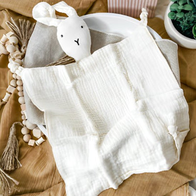 Doudou bebe Câlinou - mousseline coton double gaze ultra-douce et légèr.