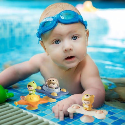 Jouet de bain utilisé dans une piscine pour amuser le bébé.